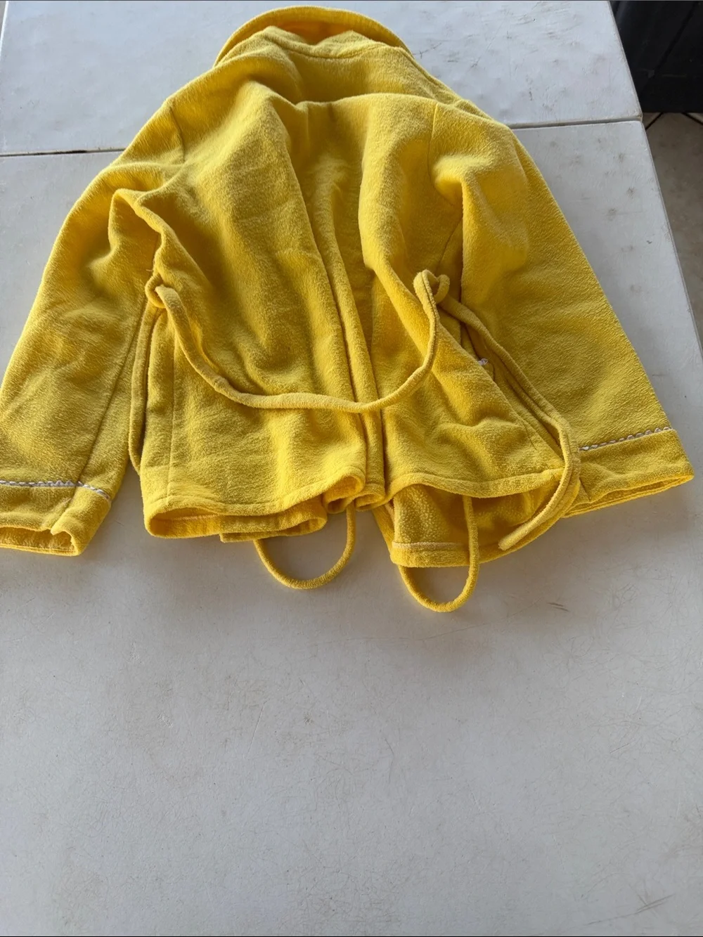 Vintage Girls' Yellow Floral Appliqué Hooded Robe